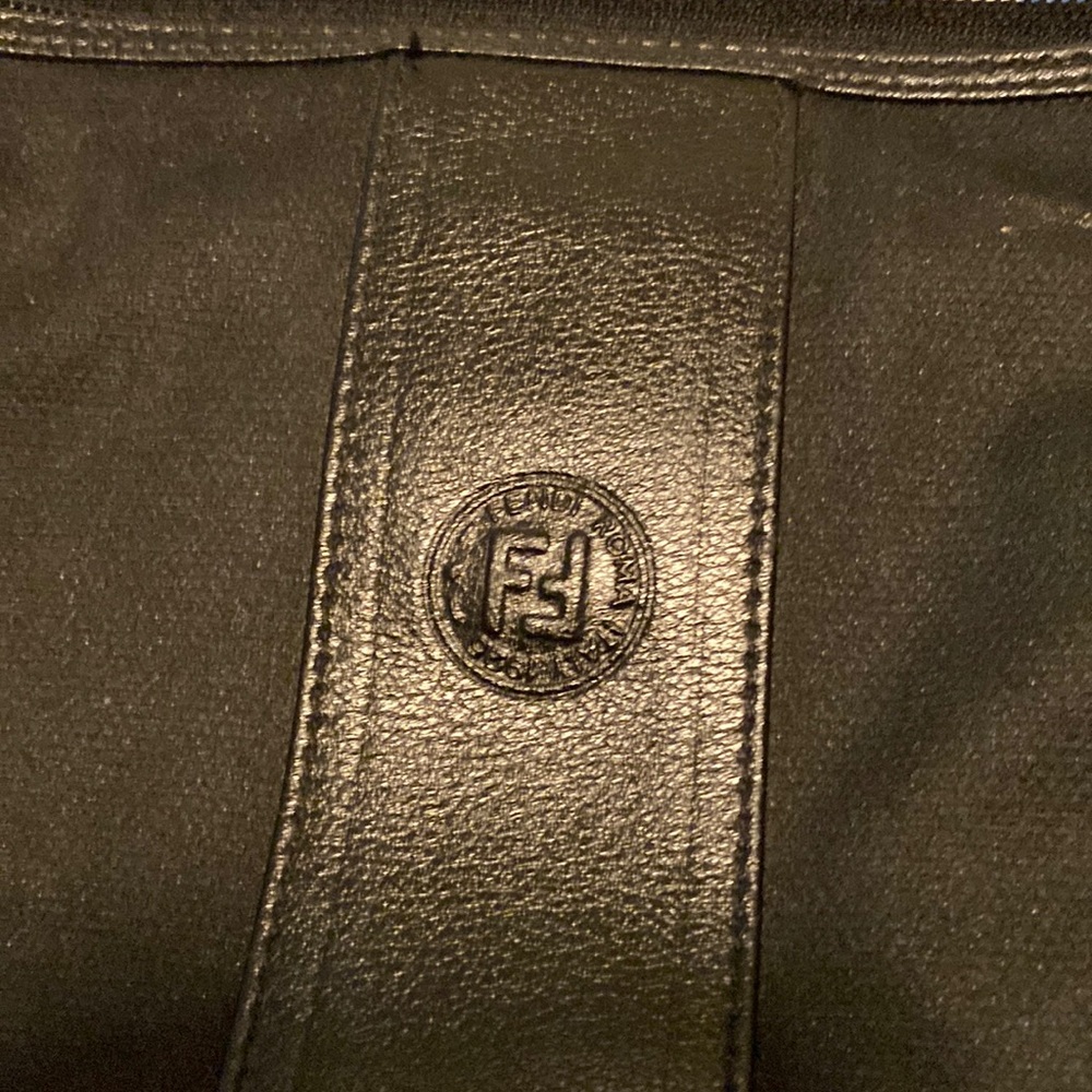 Vintage Fendi Bag. Black Cloth With Leather Trim Gem